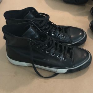 All Saints High Top Leather Sneakers Black Leather EUC High Top Tennis Shoes